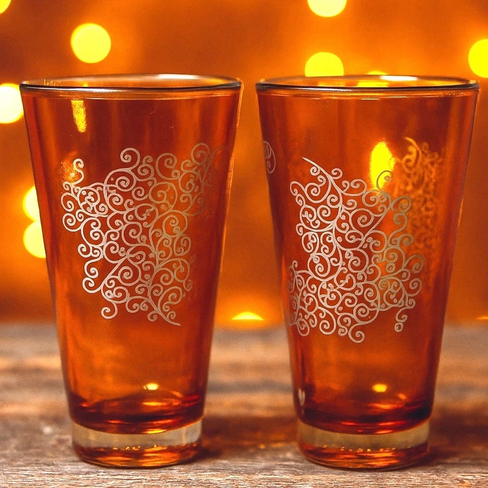 Starbucks Orange Highball Tumbler Filigree Baroque Rococo 2004 Collectible 20oz